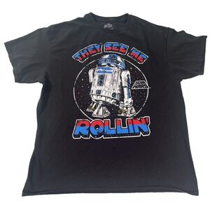 Vintage Disney‎ Star Wars R2-D2 They See Me Rollin' Black - Size L Large EUC